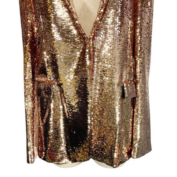 Any Old Iron Absolut Elyx Copper Sequin Blazer Jacket Size Large - Picture 6 of 13